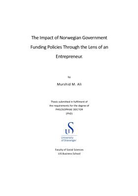 Cover for The Impact of Norwegian Government Funding Policies Through the Lens of an Entrepreneur