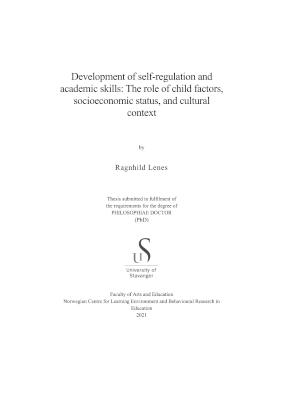 Cover for Development of self-regulation and academic skills: The role of child factors, socioeconomic status, and cultural context