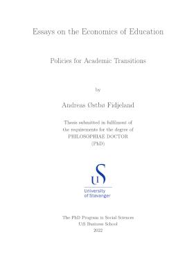 Cover for Essays on the Economics of Education: Policies for Academic Transitions