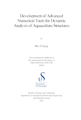Cover for Development of Advanced Numerical Tools for Dynamic Analysis of Aquaculture Structures