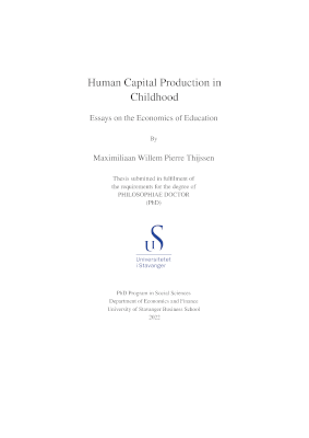 Cover for Human Capital Production in Childhood: Essays on the Economics of Education
