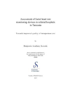 Cover for Assessment of foetal heart rate monitoring devices in referral hospitals in Tanzania: Towards improved quality of intrapartum care