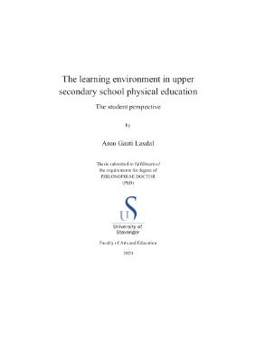 Cover for The learning environment in upper secondary school physical education: The student perspective