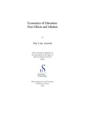 Cover for Economics of Education: Peer Effects and Mindset