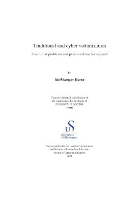 Cover for Traditional and cyber victimization: Emotional problems and perceived teacher support