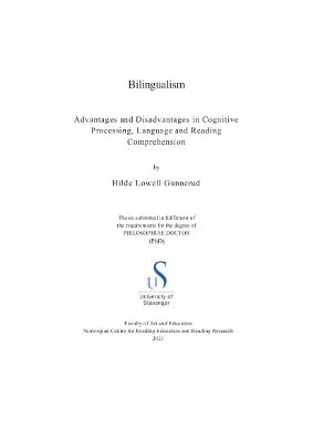 Cover for Bilingualism: Advantages and Disadvantages in Cognitive Processing, Language and Reading Comprehension