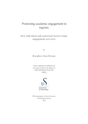 Cover for Promoting academic engagement in regions: How individual and contextual factors shape engagement activities