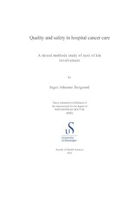 Cover for Quality and safety in hospital cancer care: A mixed methods study of next of kin involvement