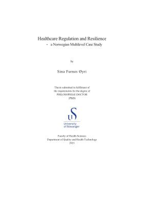 Cover for Healthcare Regulation and Resilience: a Norwegian Multilevel Case Study